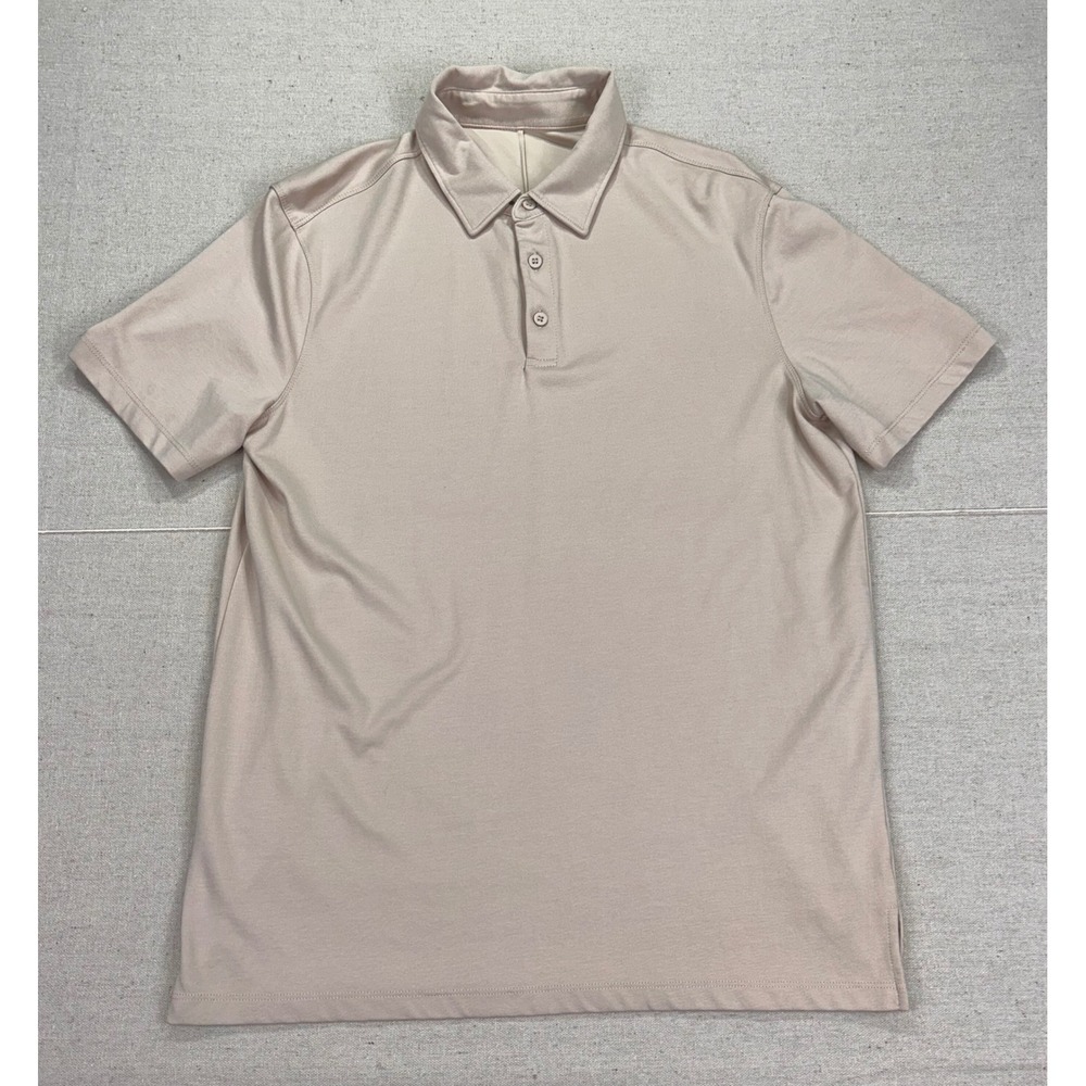 Jack Archer Mens Large Golf Short Sleeve Polo Shirt Tan Khaki Cotton Nylon Blend